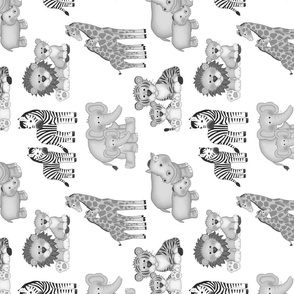 Safari Animals Gray Baby Nursery Girl Boy Rotated 90 Size 10 inches   