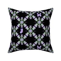 Flowering Artichoke & Butterfly Boho Print On Black