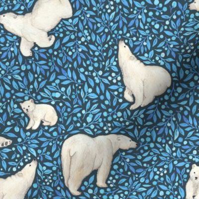 Floral Polar Bears Dark skies 