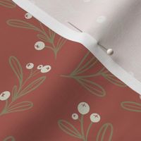 Elegant winter floral in Rust Red background