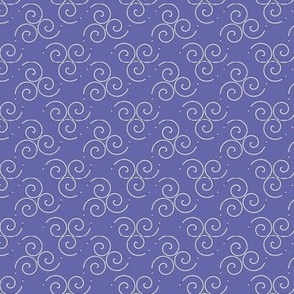 TPST2 - Spiraling Triplet Pearl Strands on Periwinkle - 2 inch  fabric repeat - 4 inch wallpaper repeat -  seamless - non-directional