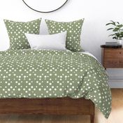 White Dots on Muted Olive Green 