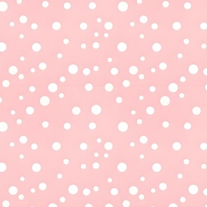 White Polka Dots on Powder Pink