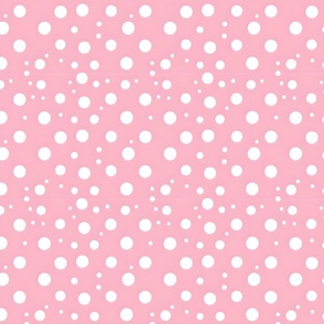 White Polka Dots on Bubble Gum Pink
