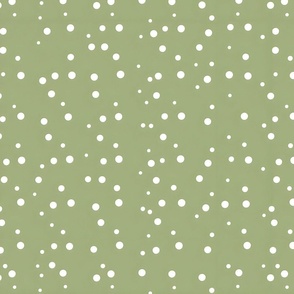 White Polka Dots on Olive Green