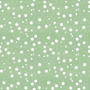 White Polka Dots on Sage Green