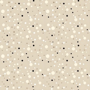 Modern Black, Beige & White Polka Dots