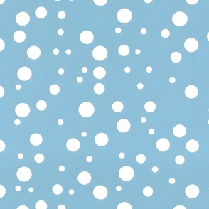 White Polka Dots on Muted Blue