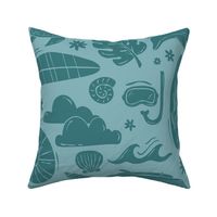 Beachy Summer Surf - dark turquoise - large