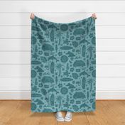 Beachy Summer Surf - dark turquoise - large