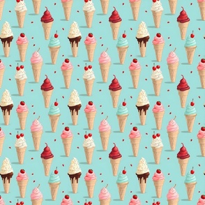 Ice Cream Cones on Candy Green