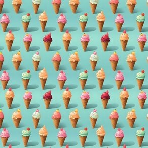 Ice Cream Cones on Candy Green