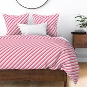 Diagonal Stripe Trio, pink (medium) - sloping lines in white, pastel pink and hot pink