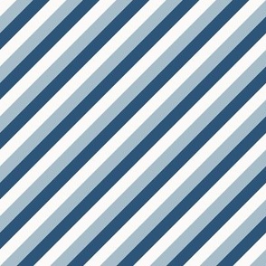Diagonal Stripe Trio, winter blue (small) - sloping lines in white, pastel and dark blue