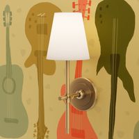 Self-expression large - Hand drawn guitars in retro vintage colours on cream beige background