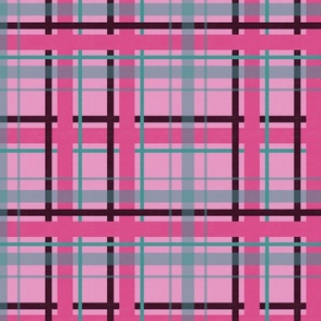 Hot pink and aqua turquoise blue green plaid - beautiful textured plaid perfect for girl's / teen / tween bedroom or fashion