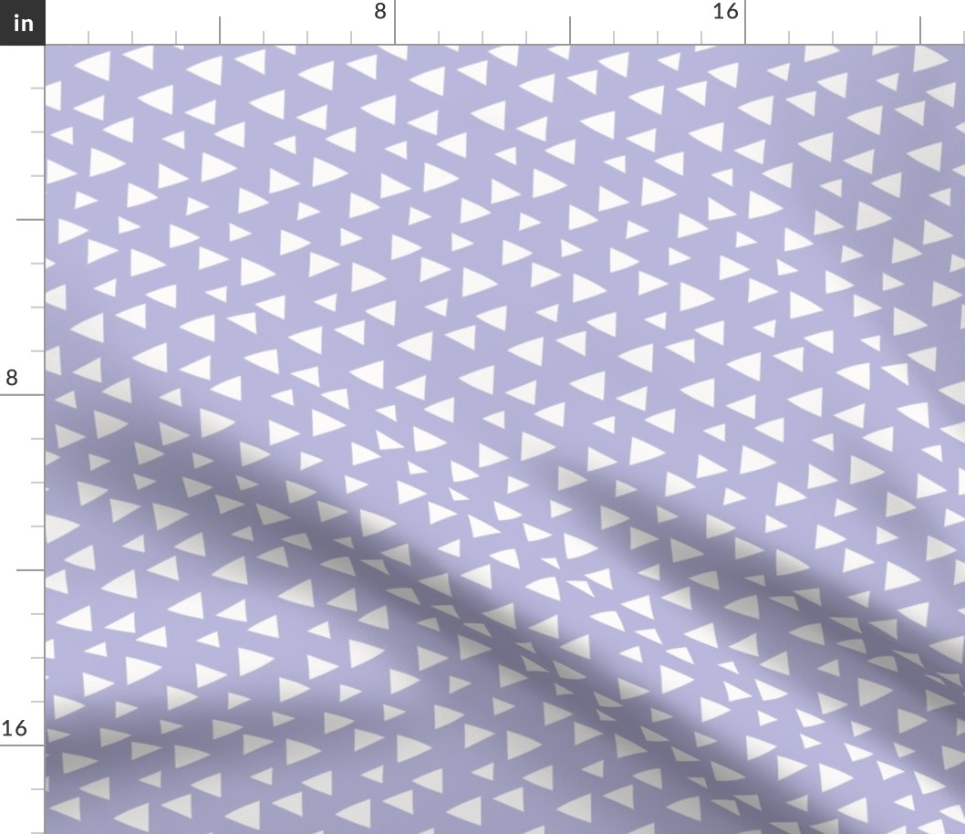 Triangles Sideways, white on pastel violet (medium) - geometric for Owls collection