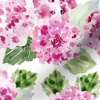 Large / Hydrangea Watercolor Florals Pink