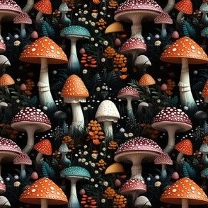 Fall mushrooms 3d