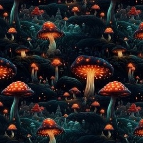 Fall mushrooms glowing