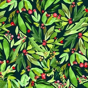 Watercolor Christmas Wreath Design 16x16