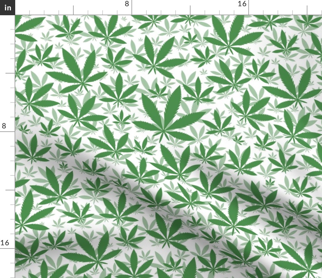 Bigger Scale Marijuana Cannabis Leaves Emerald Green on White