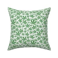 Smaller Scale Marijuana Cannabis Leaves Emerald Green on White