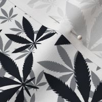 Bigger Scale Marijuana Cannabis Leaves Black on White