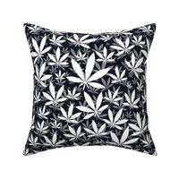 Bigger Scale Marijuana Cannabis Leaves White on Black