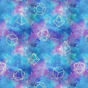 Galaxy polyhedral dice blue