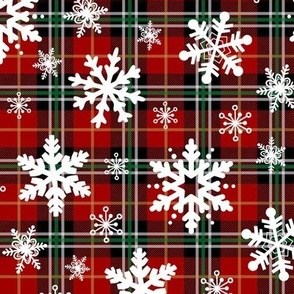 Red Plaid And Snowflakes Small