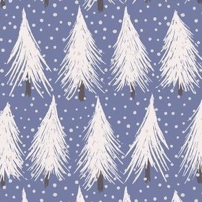 Snow in the forest on Christmas blue