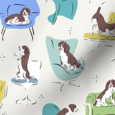 Midcentury Modern Chairs with Dogs