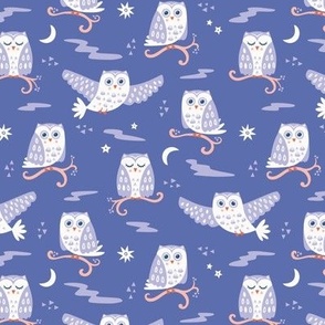 Tuwit Tuwoo, violet (Small) - sleepy cute owls, moon and stars