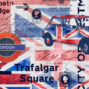 UK Great Britain London Collage With Union Jack And British Ephemera Large Scale