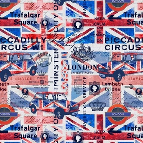 UK Great Britain London Collage With Union Jack And British Ephemera Medium Scale