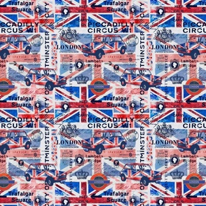 UK Great Britain London Collage With Union Jack And British Ephemera Smaller Scale
