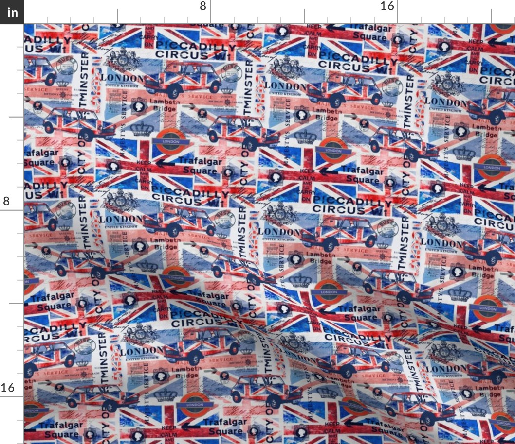 UK Great Britain London Collage With Union Jack And British Ephemera Extra Small
