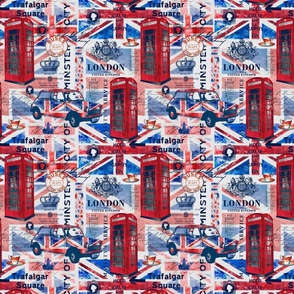 UK Great Britain London Collage With Union Jack Telephone Booth And British Ephemera Smaller Scale