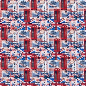 UK Great Britain London Collage With Union Jack Telephone Booth And British Ephemera Extra Small