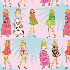 60s B Lite Pink Lrg Swans PaperDolls 