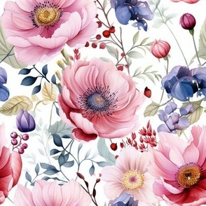 Watercolor flowers poppy