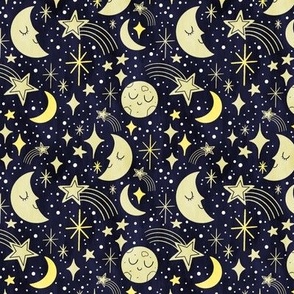 Goodnight Moon & Stars | SM Scale | Yellow, Navy Blue