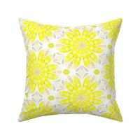 Tiled Flowers in Yellow  with light colours - Large