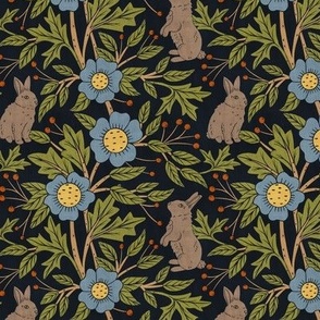 French Country Cottage Rabbits | SM Scale | Navy Blue