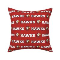 Hawks Mascot Text | White on Red - School Spirit College Team Cheer Collection