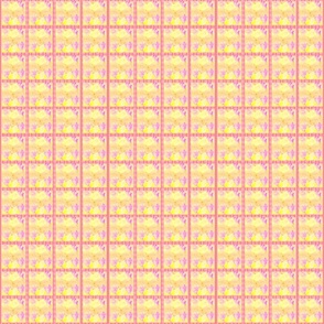 (S) Tiled_Pink & Lavender_Cute Lovely Field of Buttercups Abstract With Pink Ribbon
