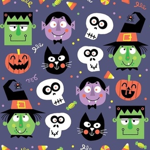 Halloween Masks (purple-gray background)