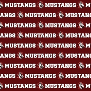 Mustangs Mascot Text | White on Deep Red Burgundy - School Spirit College Team Cheer Collection