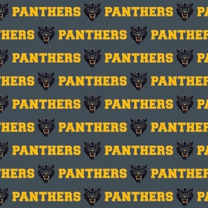 Panther Mascot Text | Yellow on Dark Grey - School Spirit College Team Cheer Collection